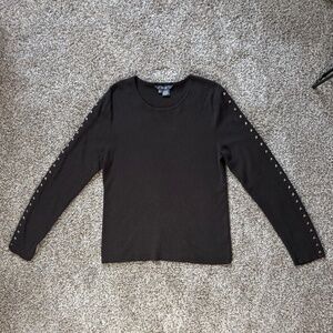 Per Se Brown Modal Fine Knit Sweater, XL